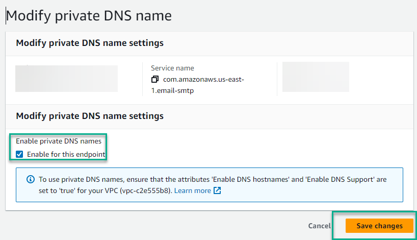 Enable Private DNS Names